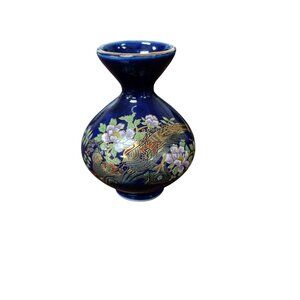 Vintage Blue Small Bird Japanese EIHO Brand Bud Vase